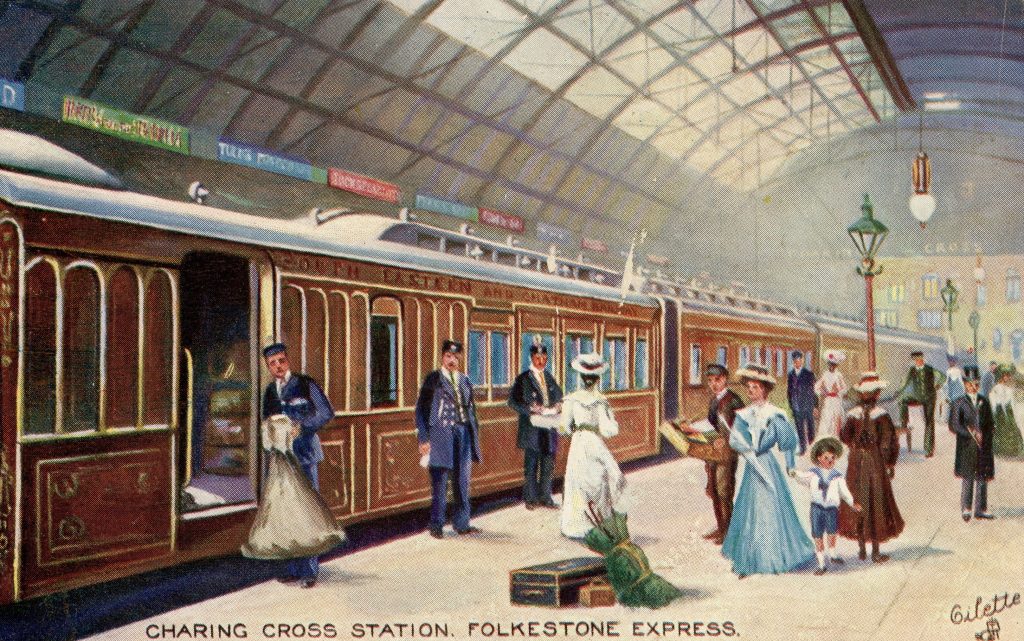 SECR Website Charing Cross Station Folkstone Express - Tuck's 'Oilette' Postcard - Postcard CW